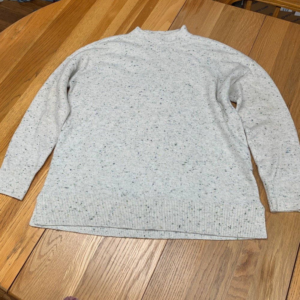 Loft Womens Gray Confetti Fleck Mock Neck Knit Sweater Cozy 581218 Size XL